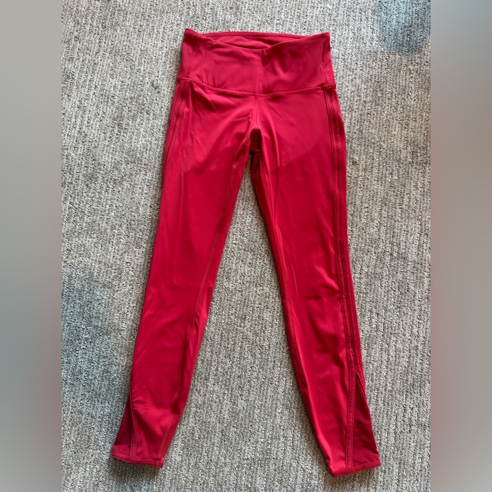 CRZ Yoga women’s High-Waisted Red Leggings Mesh bottom size XXS